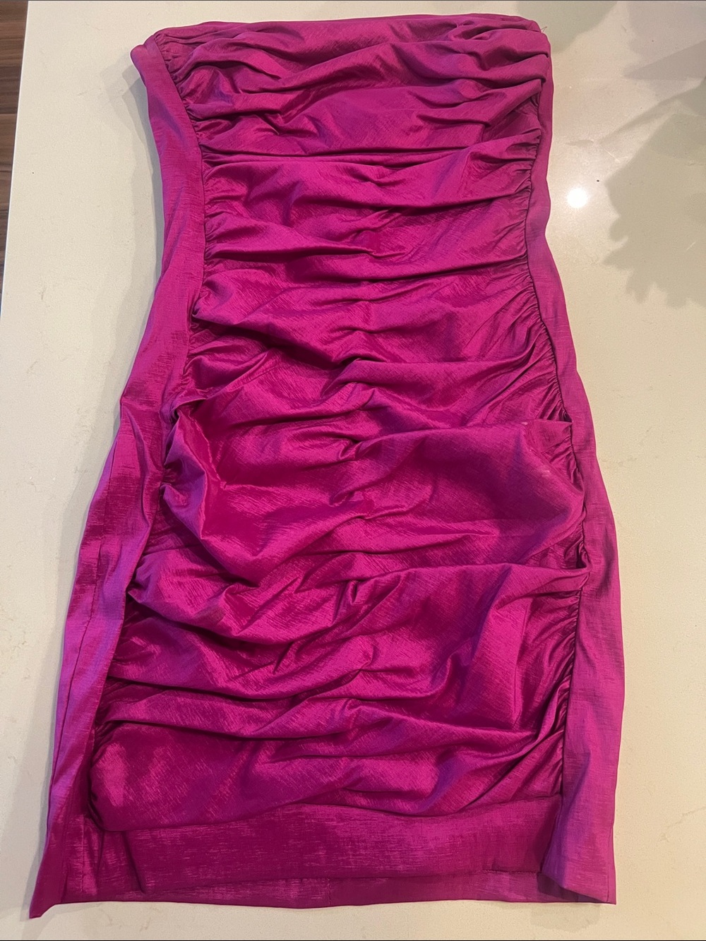 Jessica McClintock Strapless Ruched Magenta Cocktail Dress